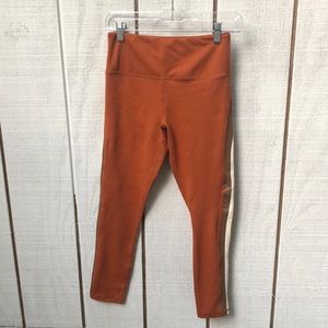 ZYIA Active Burnt Orange Stripe Hi-Rise Leggings Capri